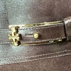 Tory Burch size 8.5 Brown Leather Belt with Gold Buckle